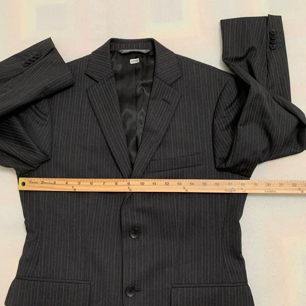 Perry Ellis Portfolio Men's‎ 36S Pinstripe 2-Button Gray Wool Blazer Suit Jacket